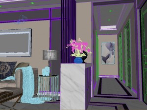 panoramic neo-classical style living room dining room 17 3D Model