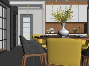 panoramic neo-classical style living room dining room 18 3D Model