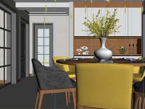panoramic neo-classical style living room dining room 18 3D Model