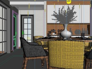 panoramic neo-classical style living room dining room 18 3D Model