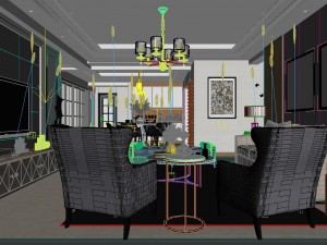 panoramic neo-classical style living room dining room 18 3D Model