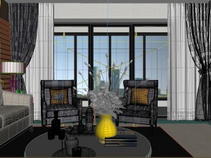panoramic neo-classical style living room dining room 18 3D Model