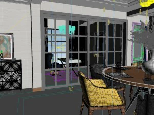 panoramic neo-classical style living room dining room 18 3D Model