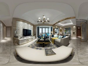 panoramic neo-classical style living room dining room 19 3D Model
