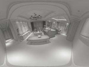 panoramic neo-classical style living room dining room 19 3D मॉडल