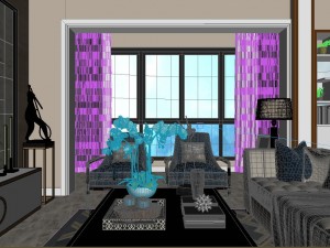panoramic neo-classical style living room dining room 19 3D मॉडल