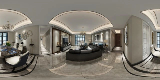 panoramic neo-classical style living room dining room 20 3D Model .c4d .max .obj .3ds .fbx .stl .blend 