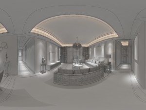 panoramic neo-classical style living room dining room 20 3D 모델