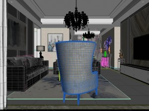 panoramic neo-classical style living room dining room 20 3D 모델