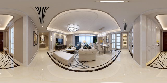 panoramic neo-classical style living room dining room 21 Modelo 3D .c4d .max .obj .3ds .fbx .stl .blend 
