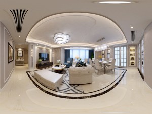 panoramic neo-classical style living room dining room 21 3D Model
