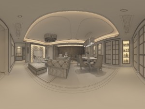 panoramic neo-classical style living room dining room 21 Modelo 3D