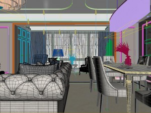 panoramic neo-classical style living room dining room 21 Modelo 3D