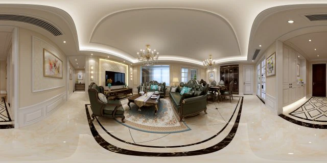 panoramic neo-classical style living room dining room 22 3D Model .c4d .max .obj .3ds .fbx .stl .blend 