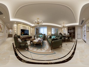 panoramic neo-classical style living room dining room 22 Modèle 3D