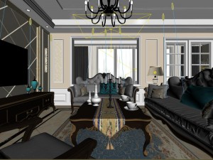 panoramic neo-classical style living room dining room 22 3D 模型