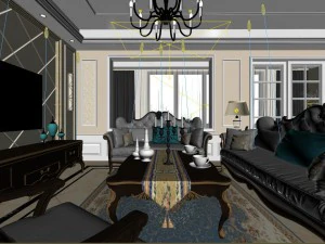 panoramic neo-classical style living room dining room 22 3D Model