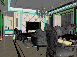 panoramic neo-classical style living room dining room 22 3D 模型