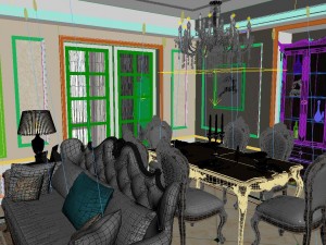 panoramic neo-classical style living room dining room 22 3D 模型