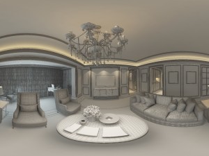 panoramic neo-classical style living room dining room 23 3Dモデル