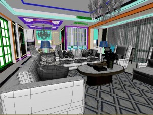 panoramic neo-classical style living room dining room 23 3Dモデル