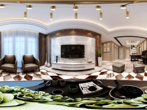 パノラマ ネオクラシック スタイルのリビング ルーム ダイニング ルーム 24 3Dモデル