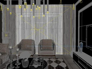 panoramic neo-classical style living room dining room 24 3D Model