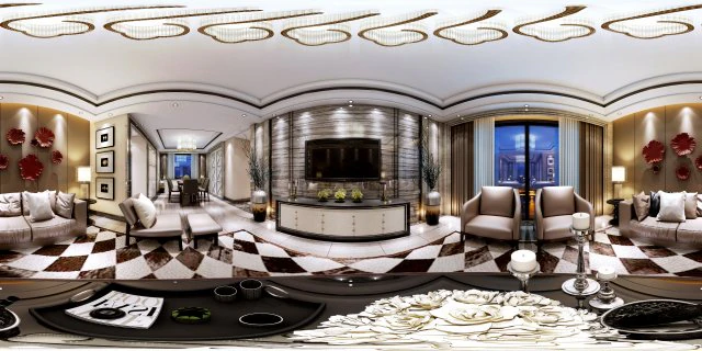 panoramic neo-classical style living room dining room 25 3D Model .c4d .max .obj .3ds .fbx .stl .blend 