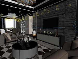 panoramic neo-classical style living room dining room 25 3D Model