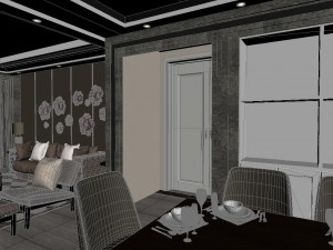 panoramic neo-classical style living room dining room 25 3D 模型