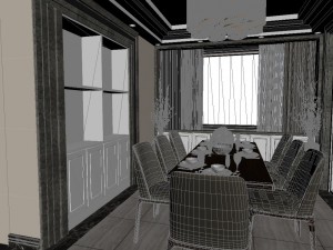 panoramic neo-classical style living room dining room 25 3D 模型