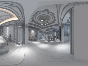 panoramic neo-classical style living room dining room 26 Model 3D