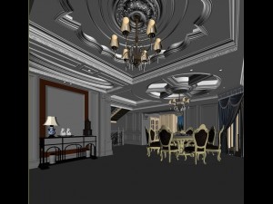 panoramic neo-classical style living room dining room 26 Model 3D