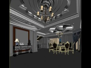 panoramic neo-classical style living room dining room 26 3D Model