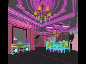 panoramic neo-classical style living room dining room 26 Model 3D
