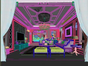 panoramic neo-classical style living room dining room 26 3D Model