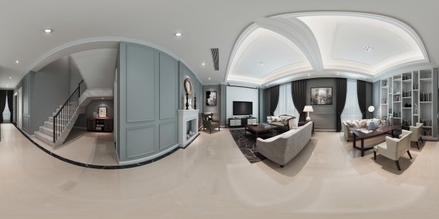 panoramic neo-classical style living room dining room 27 3D 模型 .c4d .max .obj .3ds .fbx .stl .blend 