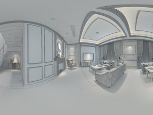panoramic neo-classical style living room dining room 27 3D 模型
