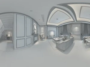 panoramic neo-classical style living room dining room 27 3D Model