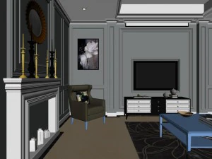 panoramic neo-classical style living room dining room 27 3D Model