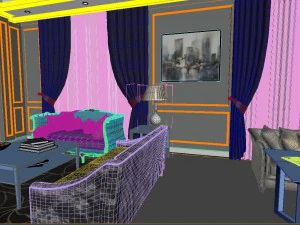 panoramic neo-classical style living room dining room 27 3D Model