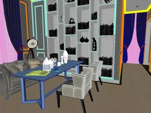 panoramic neo-classical style living room dining room 27 3D Model