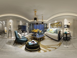panoramic neo-classical style living room dining room 28 Modèle 3D