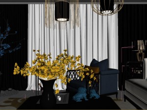 panoramic neo-classical style living room dining room 28 Modèle 3D