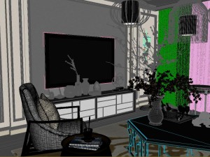 panoramic neo-classical style living room dining room 28 Modèle 3D