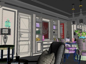 panoramic neo-classical style living room dining room 28 Modèle 3D