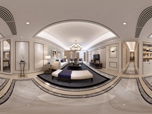 panoramic neo-classical style living room dining room 30 3D Model