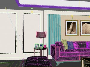 panoramic neo-classical style living room dining room 30 3D-Modell