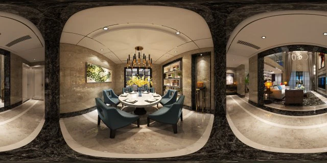 panoramic neo-classical style living room dining room 31 3D Model .c4d .max .obj .3ds .fbx .stl .blend
