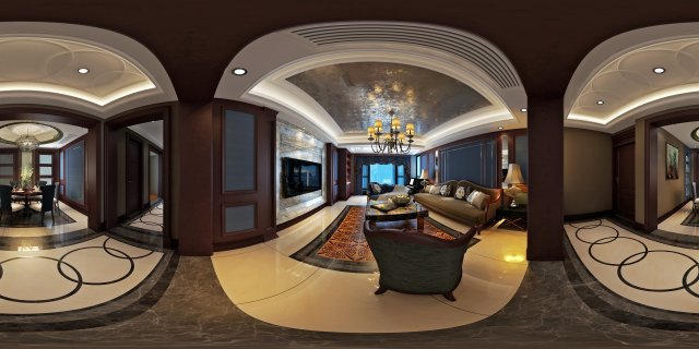 panoramic neo-classical style living room dining room 32 3Dモデル .c4d .max .obj .3ds .fbx .stl .blend 